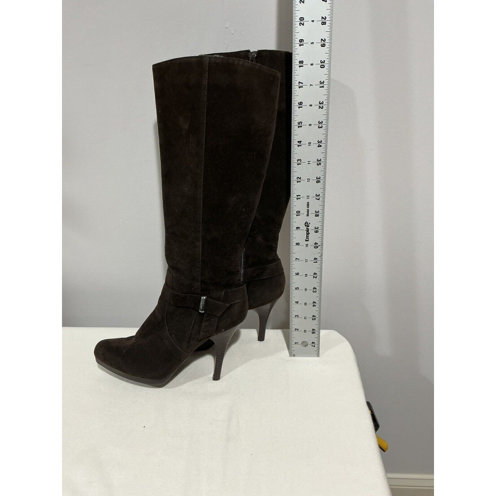 Woman’s Worthington Brown Micro Fiber Strappy Side Zip Otk Platform Boots 8.5 M